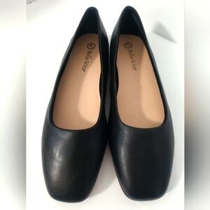 New Black Leather Flats - Size 10M